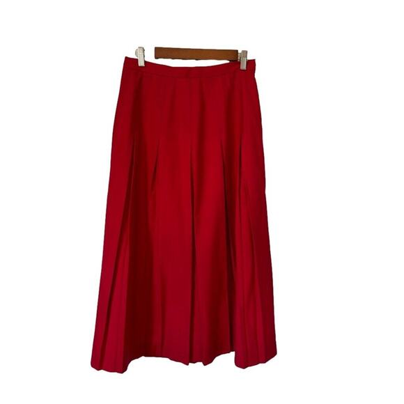 Nordstrom Women's Tailored Clothing 12 Vintage Red Pleated Acadamia Preppy Skirt - Picture 1 of 8